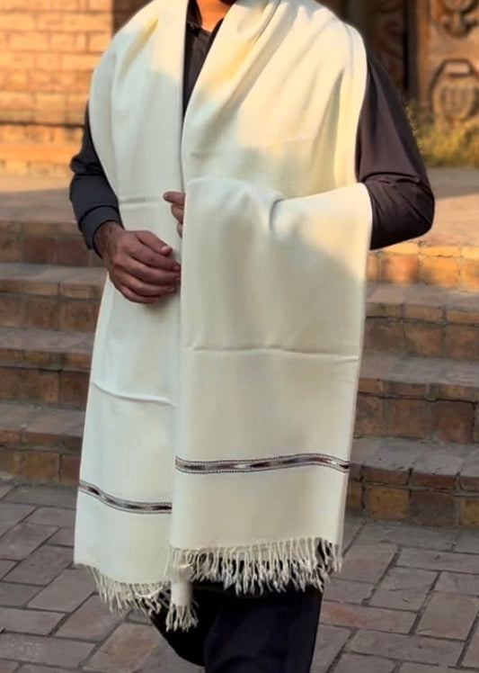 Soft Shawl Single Border(white)